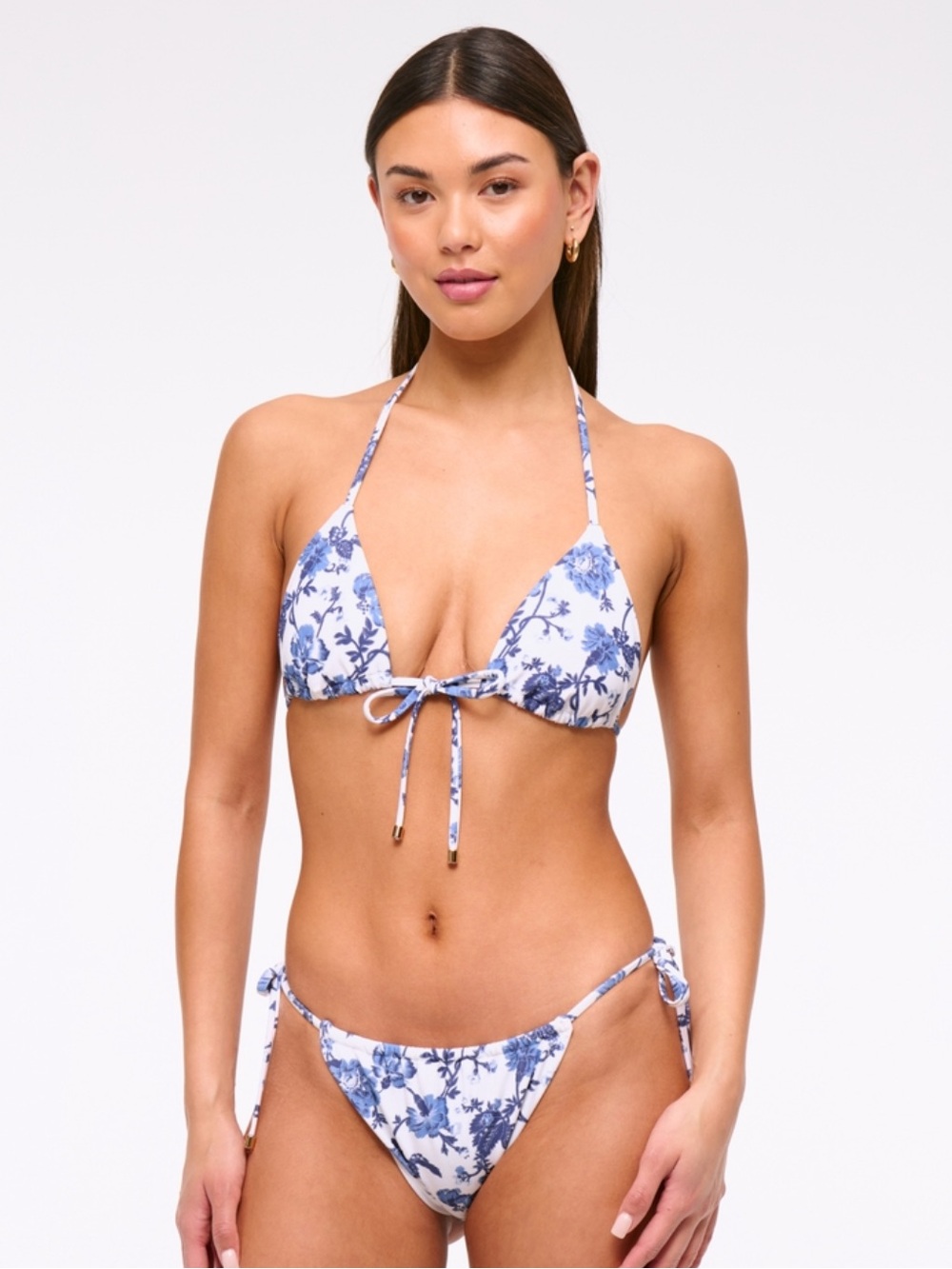 Abercrombie & Fitch Blue Floral Tie Bikini Bottoms